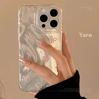 Ốp Lưng iPhone Silicon Mềm Nơ Xinh Hồng Ánh Bạc, Chống Sốc cho iPhone 7/8/X/XS/XR/11/12/13/14/15/16/17/Plus/Air/Pro/Max