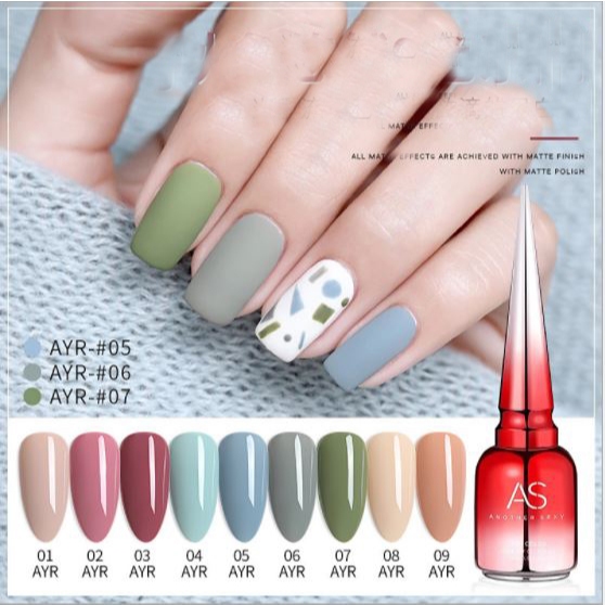 Sơn gel AS mã AYR mẫu chai đỏ nhọn 9 chai 15ml siêu xịn