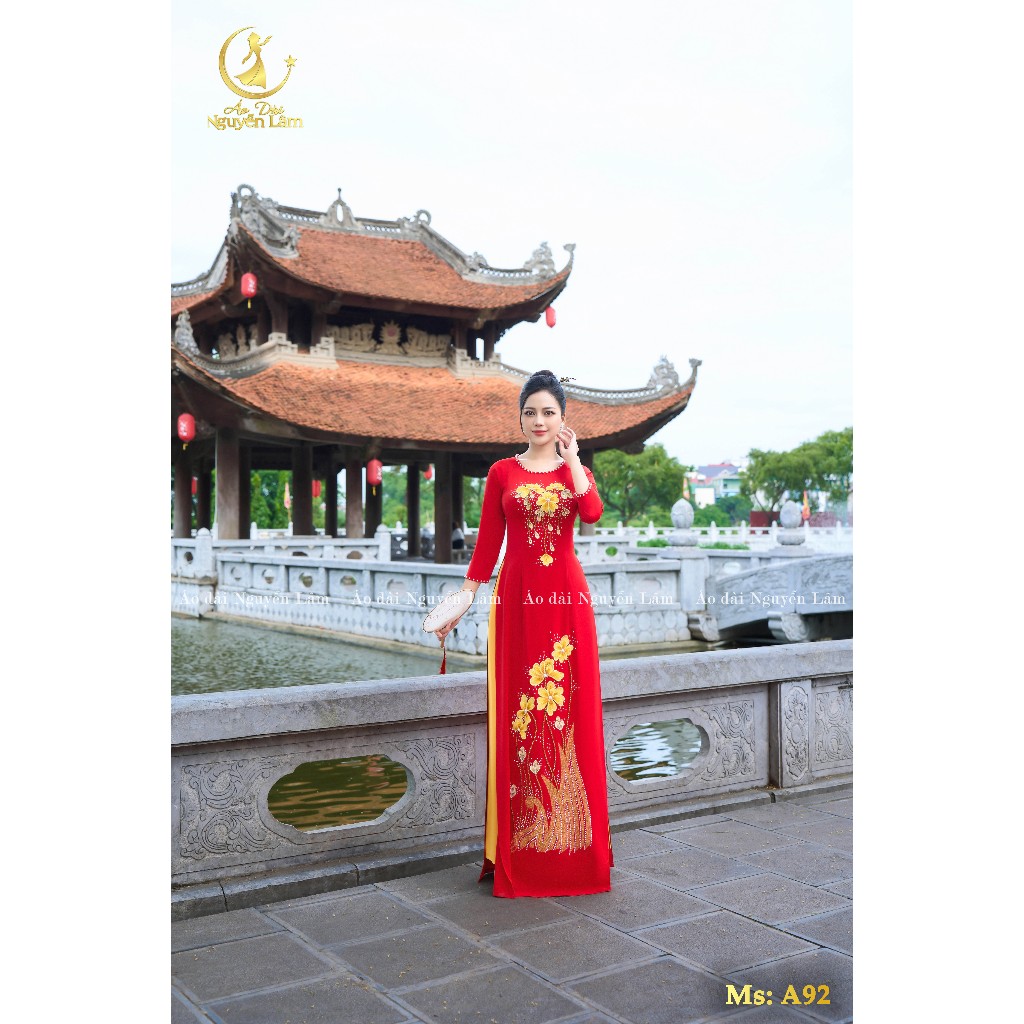[GIẢM 40K] Áo Dài Lụa Mỹ Diễm Sa Kết Hoa Thêu Nổi 3D, Đính Đá Cao Cấp - Áo Dài Cho Mẹ 6 Màu, Áo Dài Cho Mẹ Sui