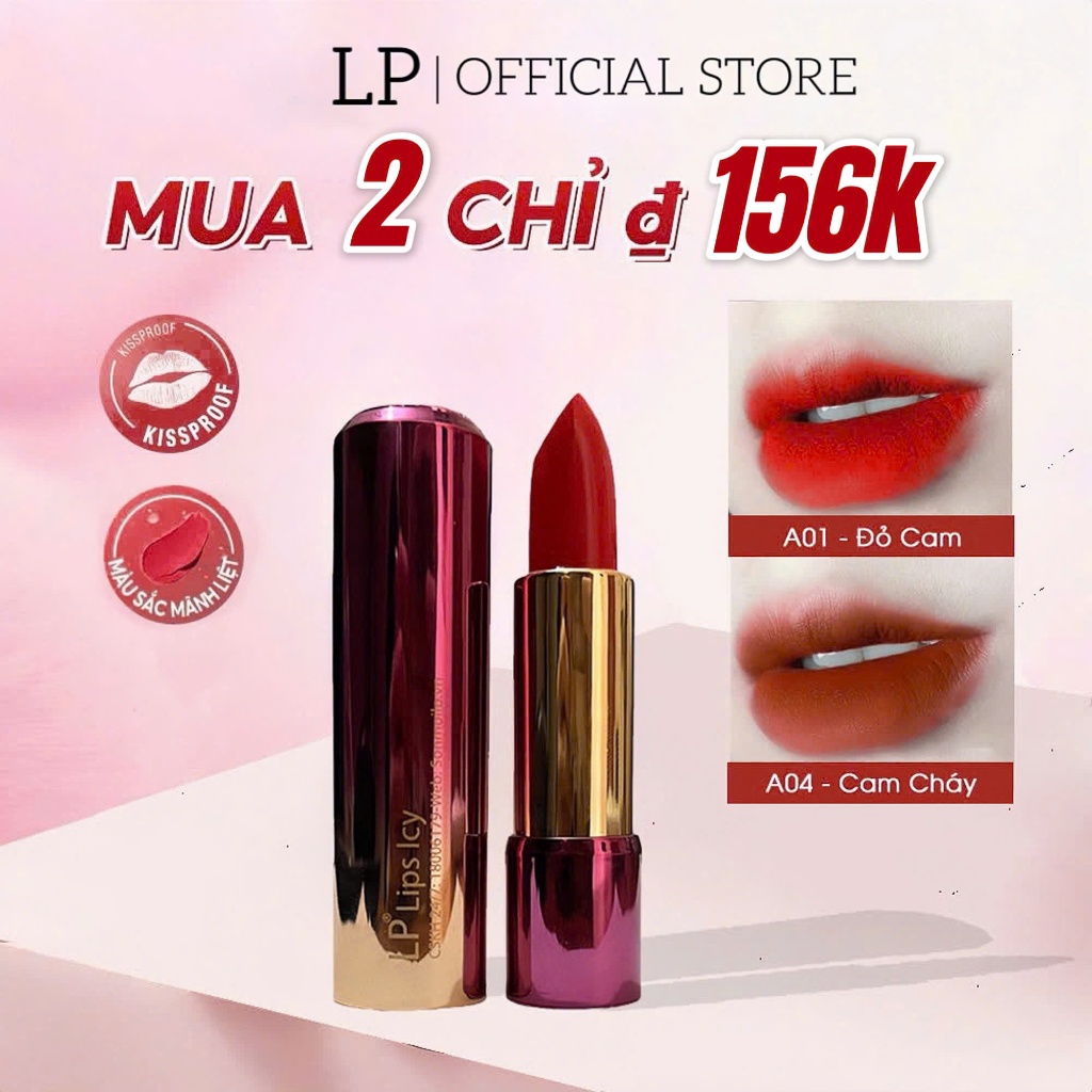 Son Môi Chính Hãng LIPSICY Chuẩn Màu Siêu lì không lem Mềm Mượt Dùng Tốt Cho Bà Bầu 4g
