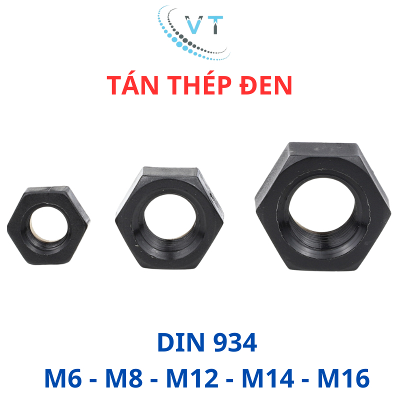Set 10-30 Con Tán Thép Đen M6 M8 M10 M12 M14 M16 - Đai Ốc Ê Cu Thép Carbon Siêu Cứng Chịu Lực