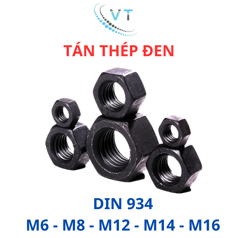 [Combo 20 Con] Tán Thép Đen, Đai Ốc, Ê Cu M6 M8 M10 M12 M14 M16 - Cấp Bền Cao Chịu Lực Khủng - Hàng Chuẩn Ren Mịn