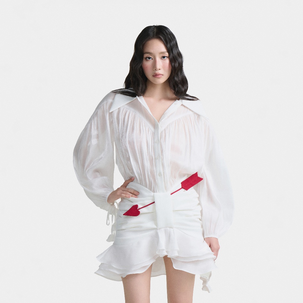 Ảnh Dear José - Đầm sơ mi tay phồng LOVE AT FIRST SIGHT trắng 3