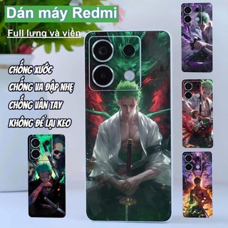 Miếng dán Skin Mặt lưng sau full viền Xiaomi Redmi Note 13 Pro 5G , 12 Turbo ,K70 Pro , K40 Pro K50 , K60 , Turbo 3