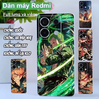 Miếng dán Skin Mặt lưng sau full viền Xiaomi Redmi Note 13 Pro 5G , 12 Turbo ,K70 Pro , K40 Pro K50 , K60 , Turbo 3
