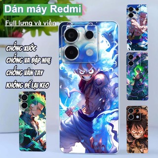 Miếng dán Skin Mặt lưng sau full viền Xiaomi Redmi Note 13 Pro 5G , 12 Turbo ,K70 Pro , K40 Pro K50 , K60 , Turbo 3