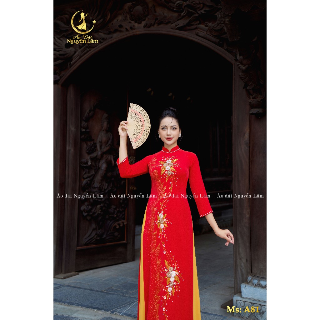[GIẢM 40K] Áo Dài Lụa Mỹ Cẩm Sa Kết Hoa Thêu Nổi 3D, Đính Đá, Vẽ Nhũ Thủ Công Cao Cấp - Áo Dài Cho Mẹ Và Cho Mẹ Sui