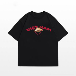 Áo Thun Unisex Việt Nam Nón Lá, Áo Phông Nam Nữ Form Rộng Tay Lỡ Chất Thun Mềm Mịn Menswear Cổ Tròn