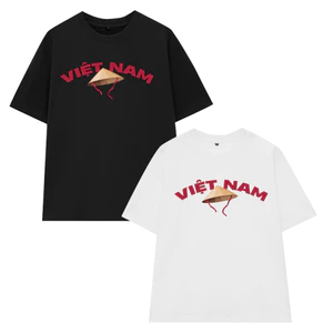 Áo Thun Unisex Việt Nam Nón Lá, Áo Phông Nam Nữ Form Rộng Tay Lỡ Chất Thun Mềm Mịn Menswear Cổ Tròn
