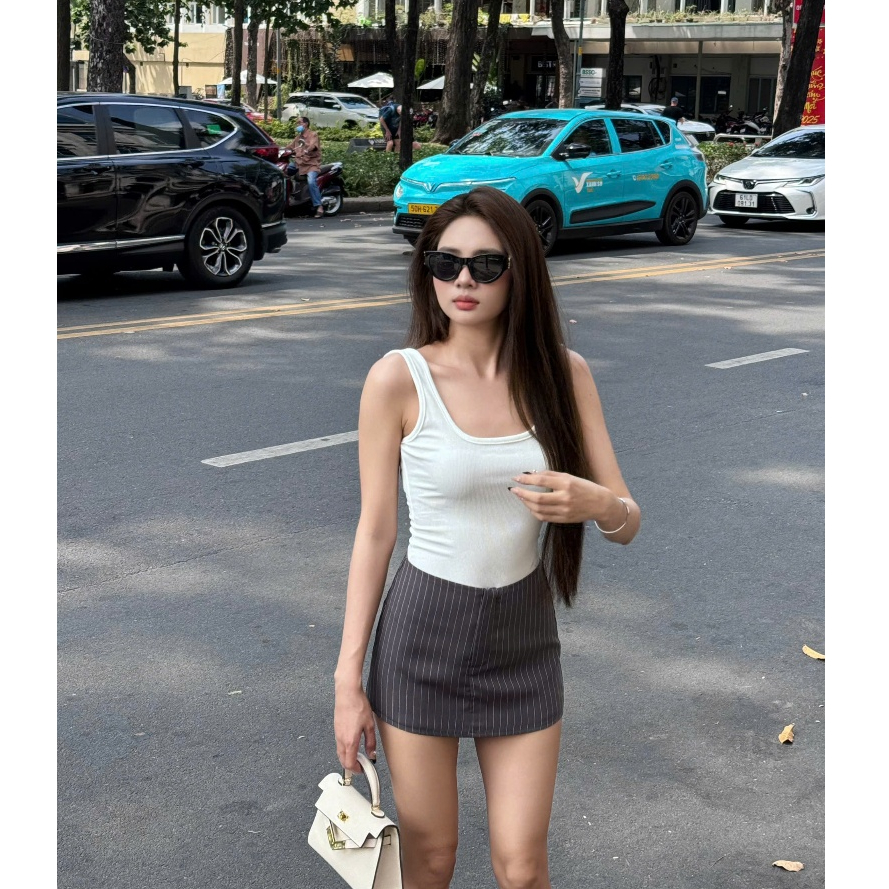 Quần váy Cotton nữ HHVINTAGE chất liệu Cotton co giãn V04 (có kèm lót quần) | BigBuy360 - bigbuy360.vn