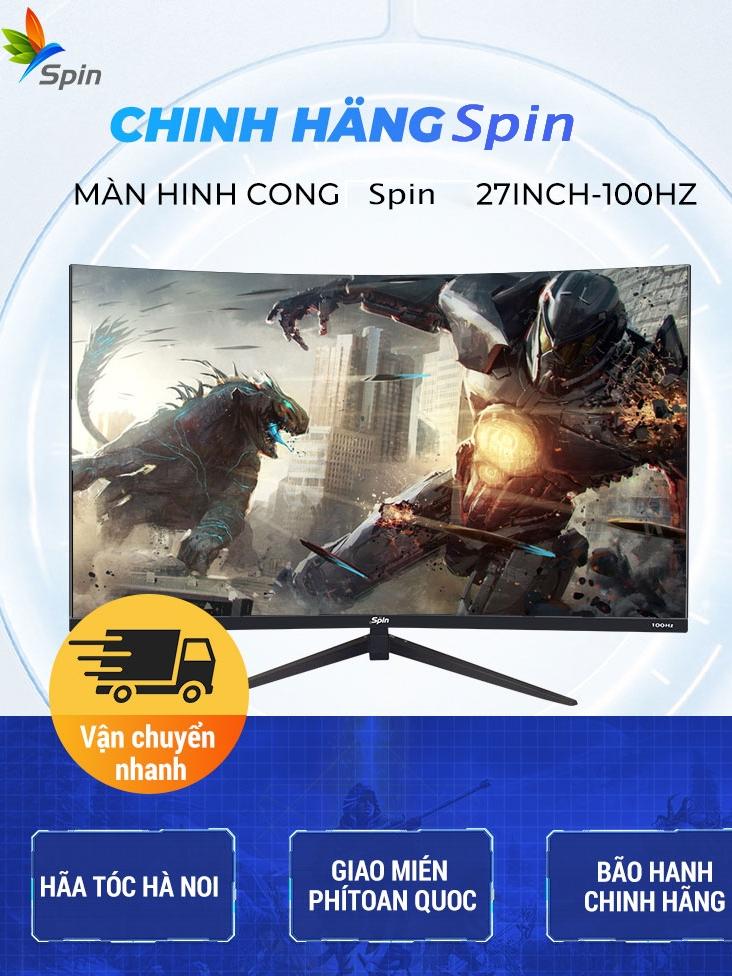 Màn hình cong Spin 24/27/32 inch Full HD 2K LED 100/165/180Hz Chuyên dùng chơi game