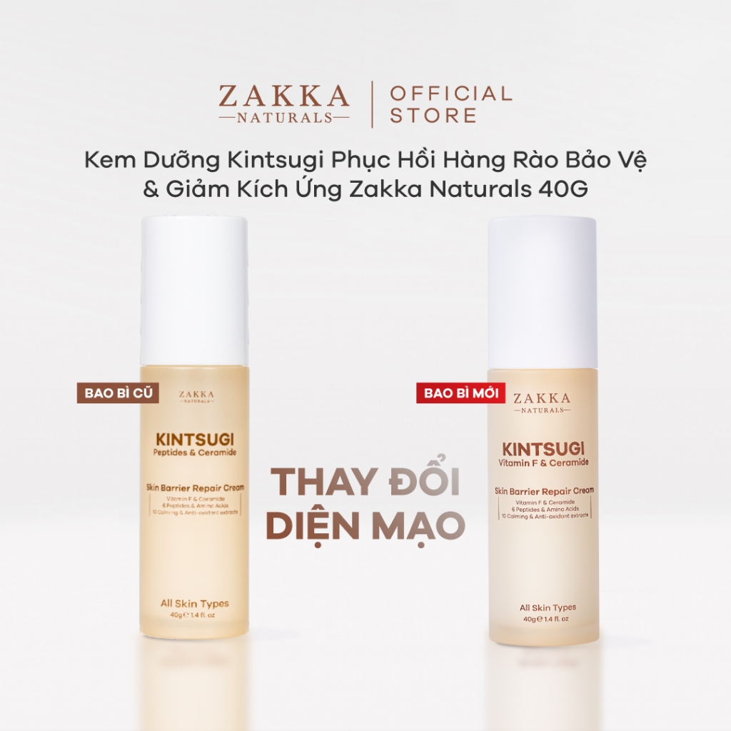 Kem dưỡng Kintsugi Peptides & Ceramide Skin Barrier Repair Cream Zakka Naturals 40g