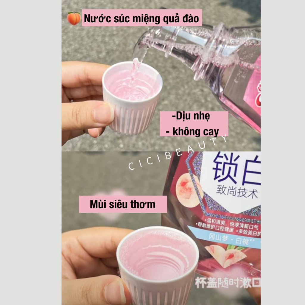 Nước súc miệng Crest vị quả đào cô đặc - Khoá trắng làm trắng răng cho hơi thở thơm mát