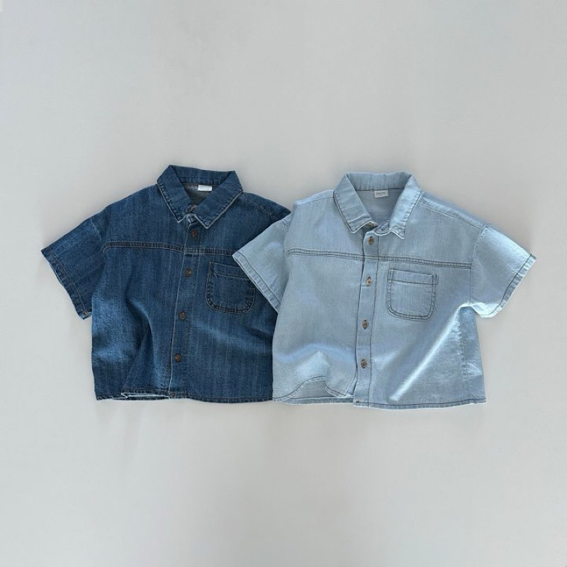 (Order) Bộ quần áo jean mỏng mềm hoạ tiết chỉ nổi ngoài mùa hè dành cho bé trai