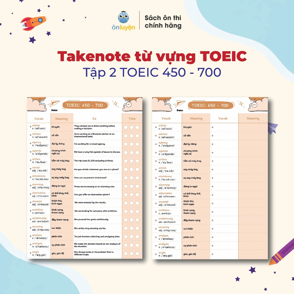 Ảnh Takenote 2500 từ vựng TOEIC từ 0-700+, có ví dụ, phiên âm, ô luyện chữ - Nhà sách Ôn Luyện 4