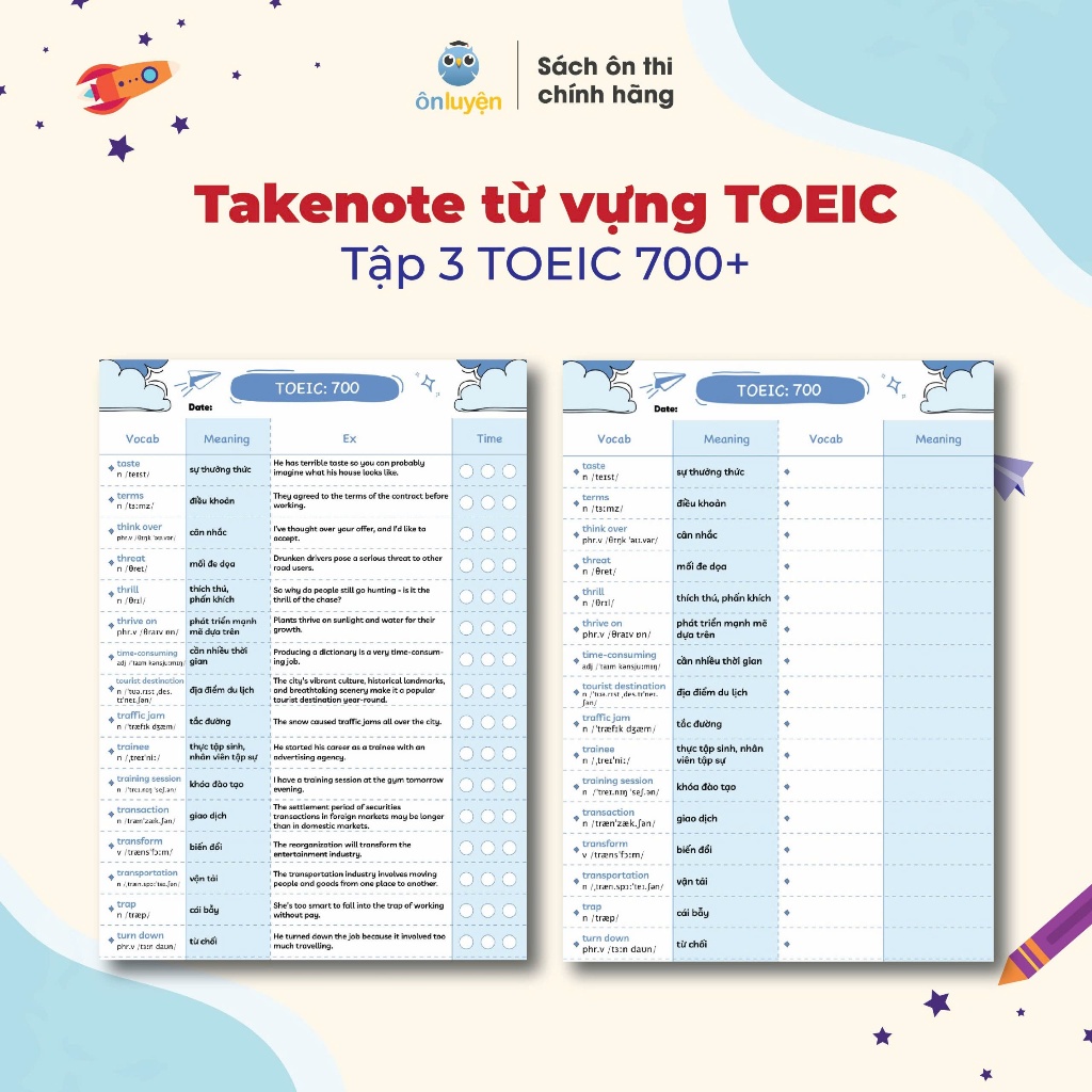 Ảnh Takenote 2500 từ vựng TOEIC từ 0-700+, có ví dụ, phiên âm, ô luyện chữ - Nhà sách Ôn Luyện 3