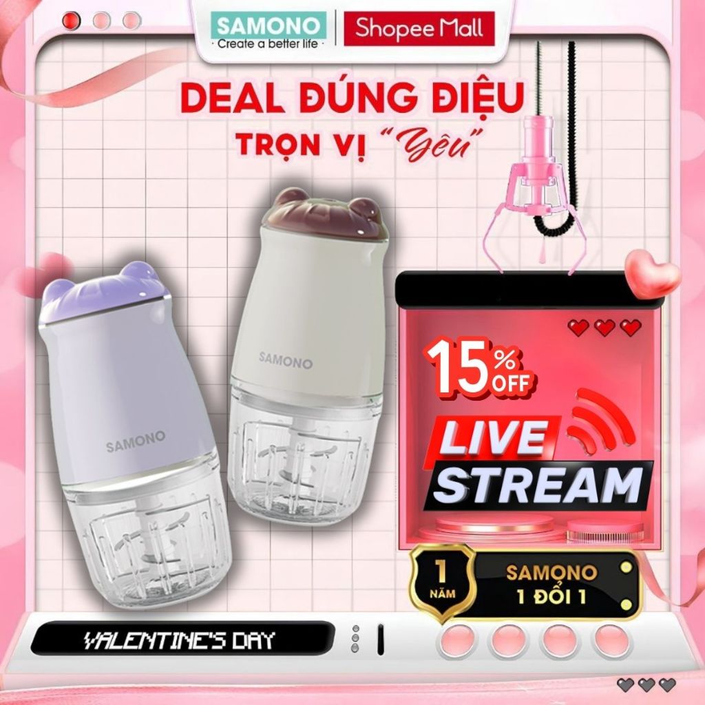 Product image (BH 1 Năm) Máy xay thực phẩm mini đa năng Samono SW-MC200, 6 lưỡi dao, dung tích 300ml, công suất 200W 1