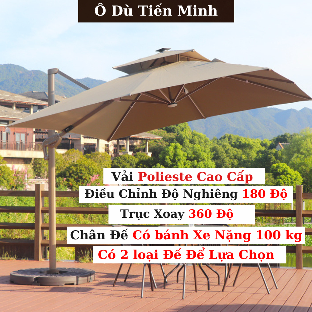 Ô lệch tâm hợp kim xoay 360 độ loại 3m x 3m nhập khẩu cao cấp đế hợp kim, đế nhựa đổ nước Chính Hãng