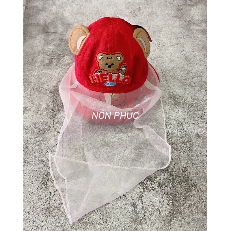 [Bé 6 tháng-2tuổi] MŨ VÀNH KHĂN VON GẤU HELLO CHO BÉ TRAI,GÁI