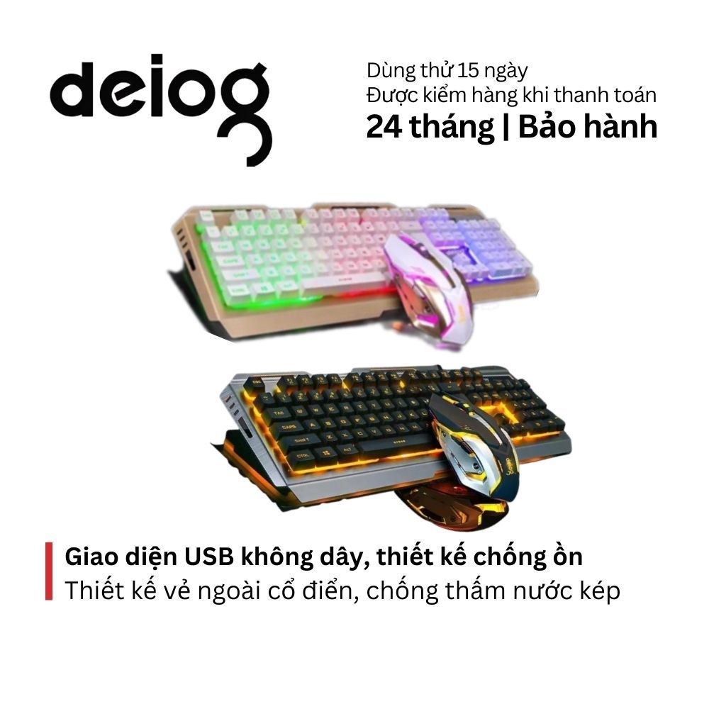 Combo Bàn phím chuột Gaming Wireless DEIOG M313 tích hợp Led Rainbow ...