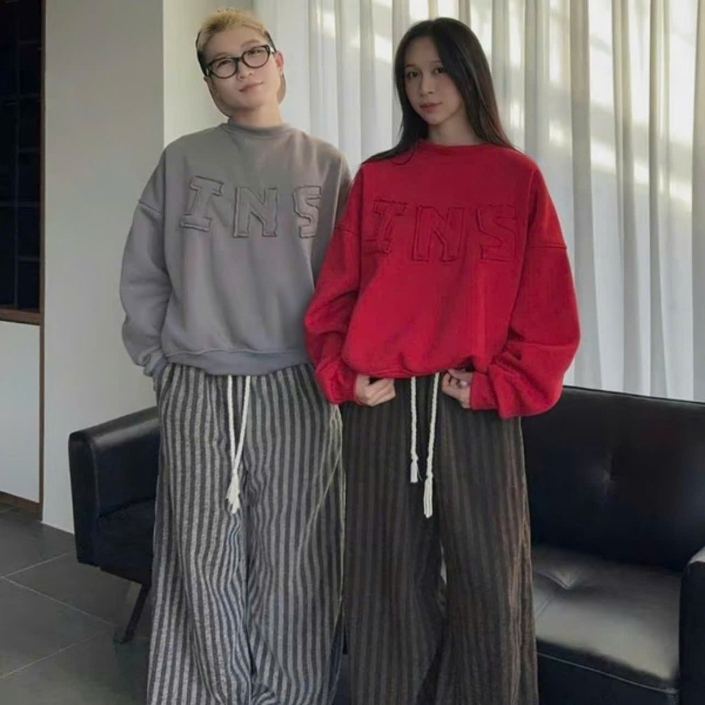 Áo Sweater Unisex BOXY INS Chất Nỉ Bông Dày Dặn Thêu Đắp Vải Form Rộng Nam Nữ Đủ Màu- UNISEX SSL