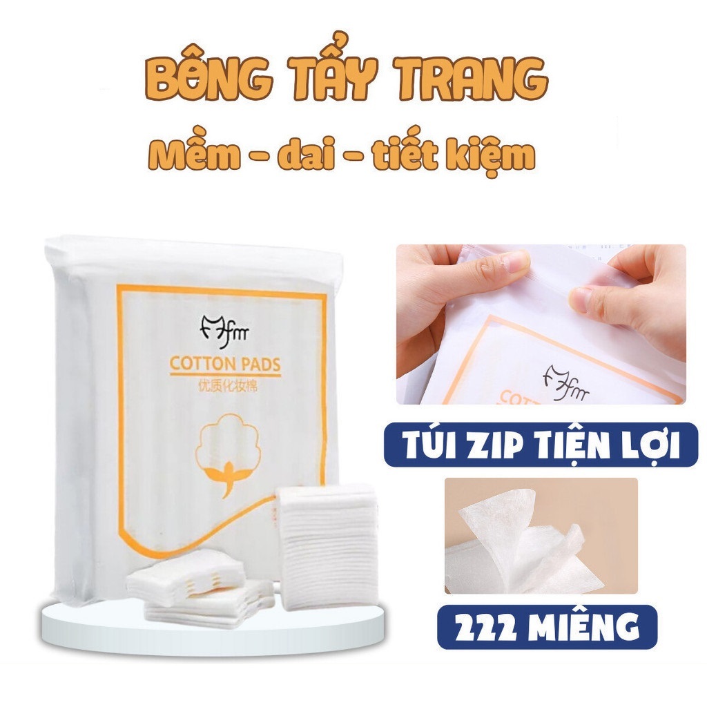 Bịch 222 miếng bông tẩy trang mèo 3 lớp cotton 2 mặt thấm hút tốt