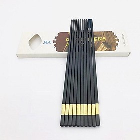 Hộp 10 đôi đũa hợp kim mạ vàng cao cấp chống mốc chịu nhiệt tốt