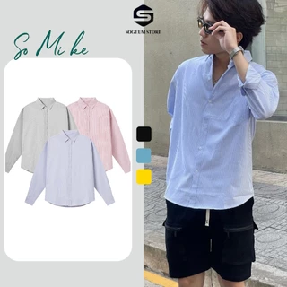 Áo Sơ Mi Kẻ Sọc Tay Dài Nam Nữ Hàn Quốc Local Brand Chất Liệu Oxford Form Rộng 3 Màu Xám, Hồng, Xanh cao cấp  Sogeu