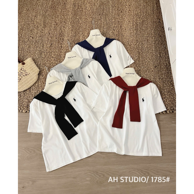 [TẶNG KHĂN] Áo phông thêu ngựa kèm khăn thuỷ thủ (60cm) 1785
