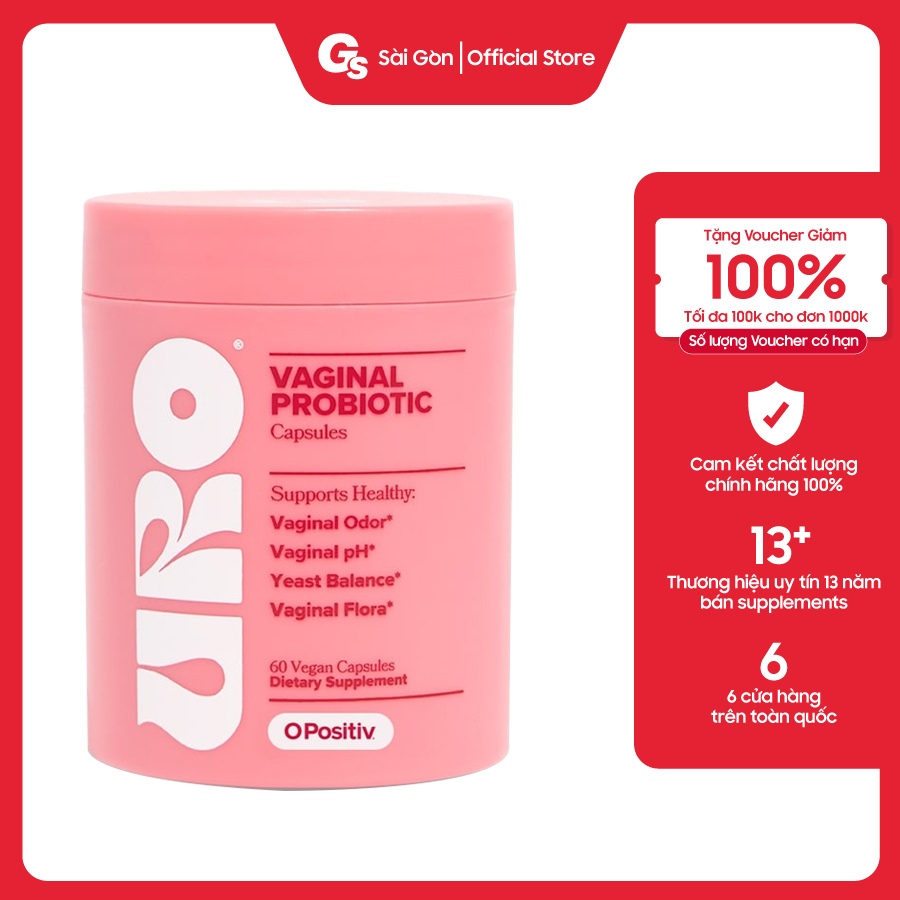 O Positiv URO Vaginal Probiotics For Women – 3 Pack (180 Capsules) With Prebiotics For PH Balance