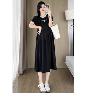 VÁY BẦY - CỘC TAY COTTONG THUÊ CHỮ CỔ TRÒN - 2 Màu ⚡Freeship⚡