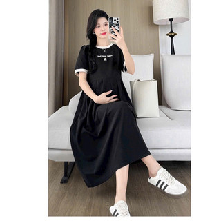 VÁY BẦY - CỘC TAY COTTONG THUÊ CHỮ CỔ TRÒN - 2 Màu ⚡Freeship⚡