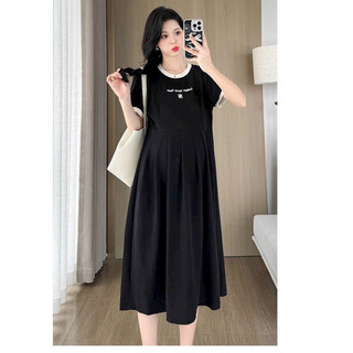 VÁY BẦY - CỘC TAY COTTONG THUÊ CHỮ CỔ TRÒN - 2 Màu ⚡Freeship⚡