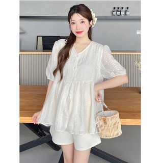 ÁO BẦU - CỘC TAY TRẮNG CHẤT BÔI THÊU CỔ V ⚡Freeship⚡