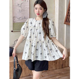 ÁO BẦU - CỘC TAY ĐŨI TRẮNG KÈM NƠ ĐEN ⚡Freeship⚡