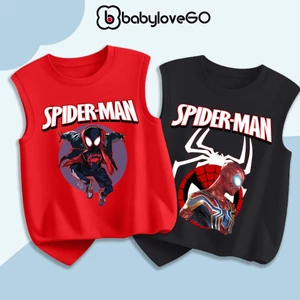Áo ba lỗ bé trai BabyloveGO áo thun 3 lỗ cho bé in hình Spider Men chất thun cotton thoáng mát thoải mái