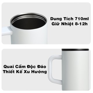 Ly giữ nhiệt Star inox 316 có ống hút inox 710ml Fan House cốc nước giữ nhiệt 16h có quai cầm