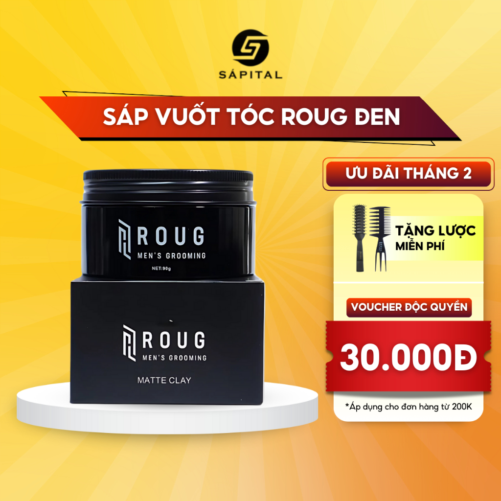 Sáp vuốt tóc nam ROUG Matte Clay cho tóc mỏng|Sáp Roug đen Singapore ...