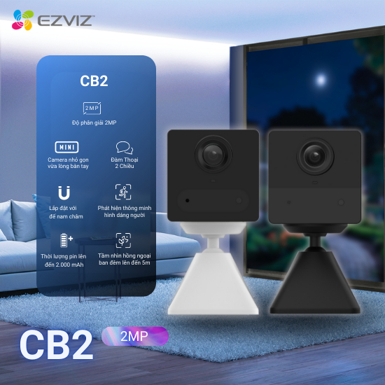 Ảnh Camera Wi-Fi EZVIZ CB2 Không Dây Pin Sạc 2000 mAh (Nâng Cấp từ BC2), Đầu Sạc Type-C 1