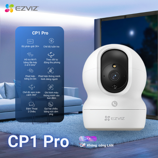 Ảnh Camera WI-FI EZVIZ CP1 Pro 4MP Quay Quét 360 Độ, Chạm để gọi, Ghi hình màu đêm thông minh 2