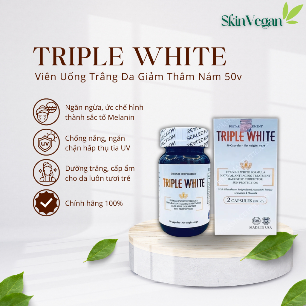 Vin Ung Trng Da Triple White Glutathione Gim Thm Nm, Chng Nng (50  Vin) | Shopee Vit Nam