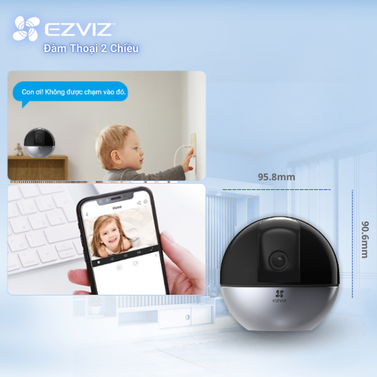 Ảnh Camera WI-FI EZVIZ E6 3K Quay Quét 360 Độ, Phát hiện người và thú cưng, Vẫy tay để tạo cuộc gọi 3