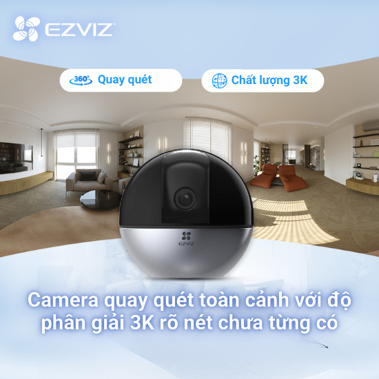 Ảnh Camera WI-FI EZVIZ E6 3K Quay Quét 360 Độ, Phát hiện người và thú cưng, Vẫy tay để tạo cuộc gọi 2