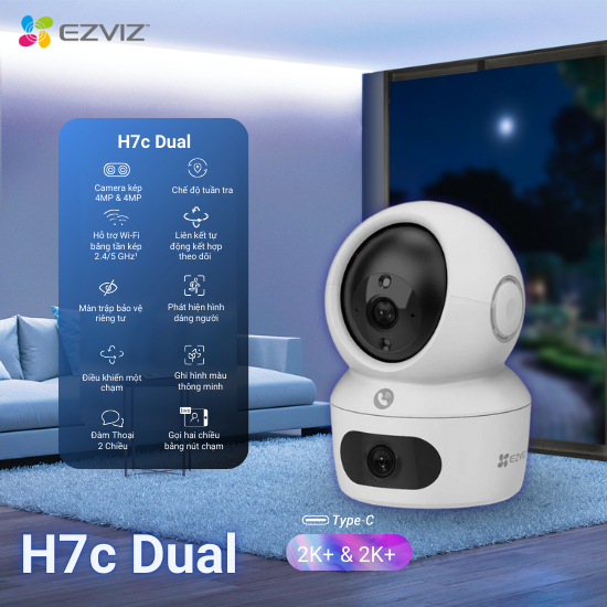 Ảnh Camera WIFI EZVIZ H7C 4MP & 4MP Ống kính kép liên kết thông minh, Quay quét toàn diện, Đàm thoại 2 chiều 1