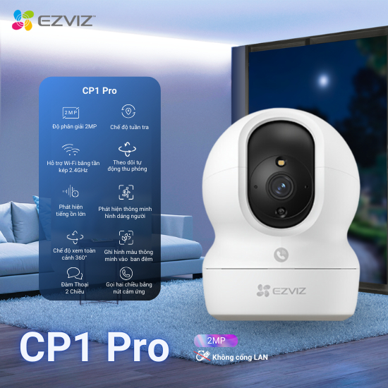 Ảnh Camera WI-FI EZVIZ CP1 Pro 2MP Quay quét 360 độ, Chạm để gọi, Ghi hình màu đêm thông minh - Bản nâng cấp của C6N 1