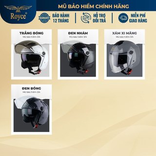 Mũ bảo hiểm 3/4 Royce Xh01 có 2 lớp kính dành cho nam và nữ đi xe máy, bảo hành 12 tháng chính hãng