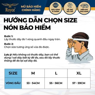 Mũ bảo hiểm 3/4 Royce Xh01 có 2 lớp kính dành cho nam và nữ đi xe máy, bảo hành 12 tháng chính hãng