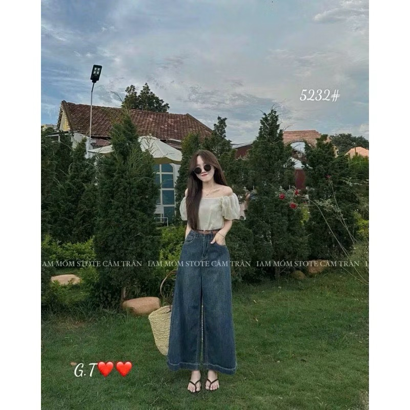 Quần bò jean dáng nấm ống rộng (~ 82cm)