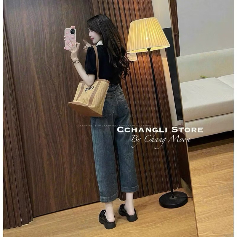 Quần bò jean dáng nấm ống rộng (~ 82cm)