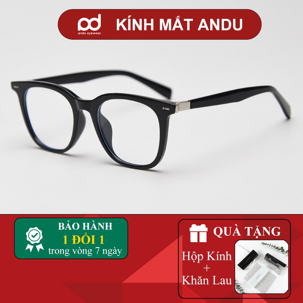 Ảnh Gọng kính cận thời trang nam nữ ANDU EYEWEAR dáng vuông chống tia UV nhựa cốt kim loại - 9146 1